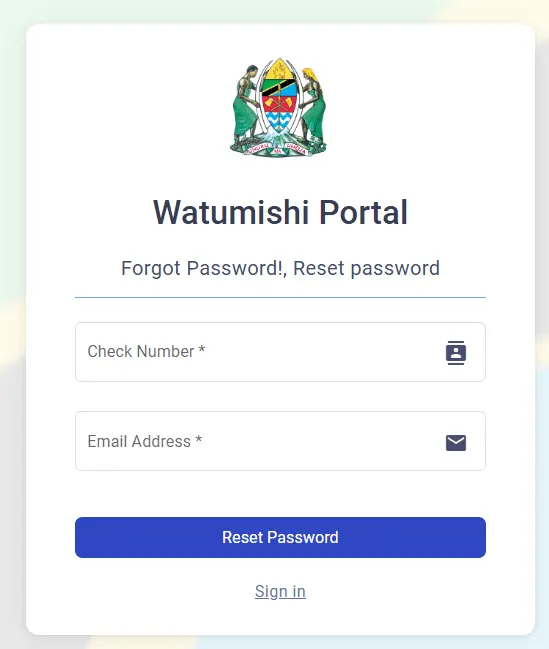 Guide on ESS Utumishi Reset Password