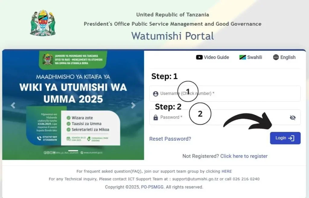 How to Log In to the ESS Utumishi Portal